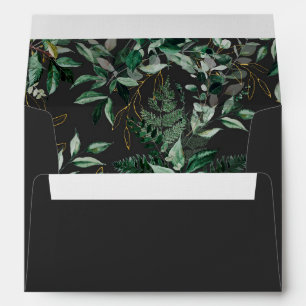 Modern Grey Botanical Greenery Wedding Envelope