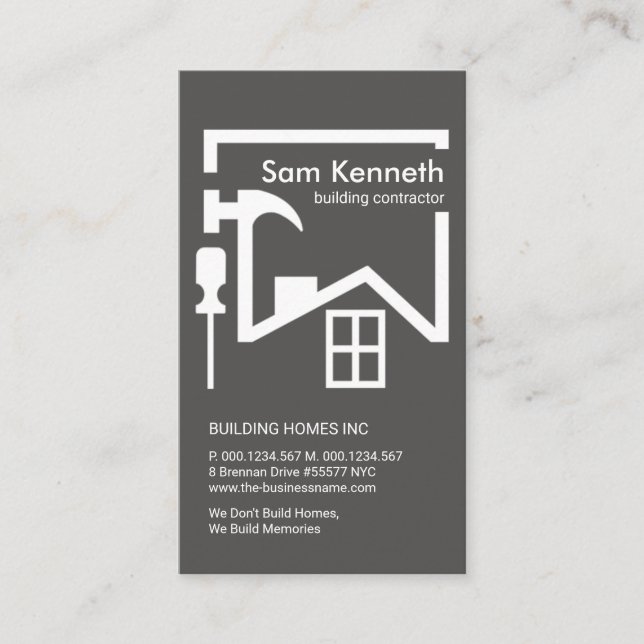 Modern Grey Building Roof Frame Construction Business Card (Front)