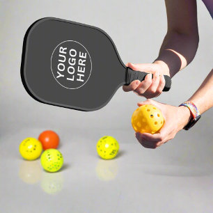 Modern Grey Business Branded  Logo  Pickleball Paddle