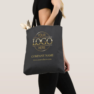 Modern Grey Business Company Logo Promotional Gift Tote Bag