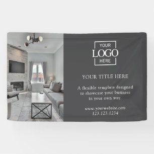 Modern Grey Business Logo Photo Professional Banner