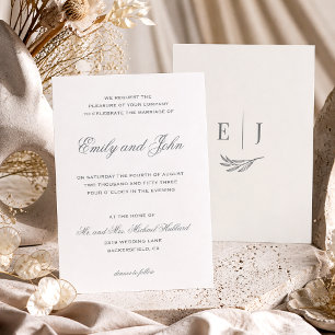 Modern Grey Calligraphy Minimalist Wedding Invitation