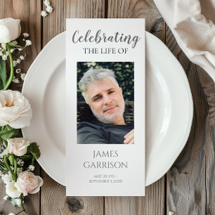 Modern Grey Celebration of Life Memorial Program Rack Card
