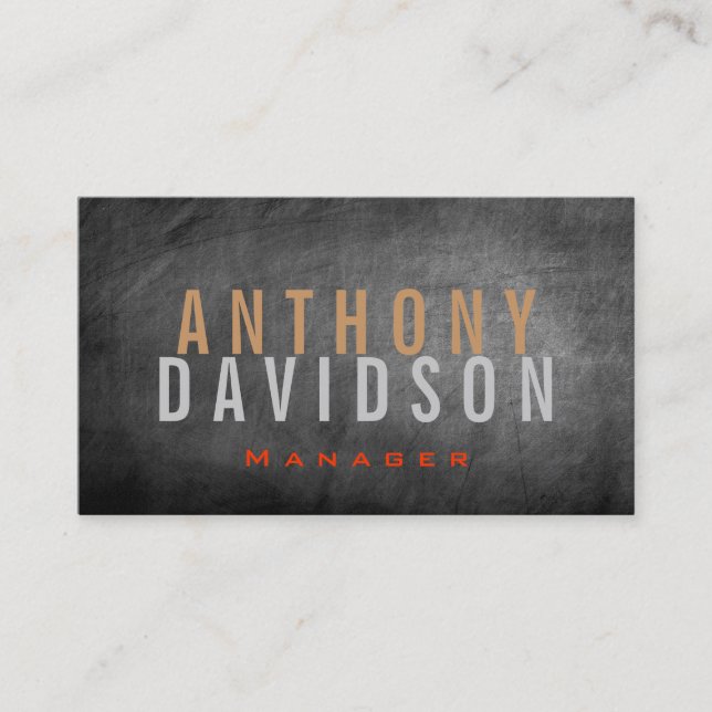 Modern Grey Chalkboard Huge Letter Business Card (Front)