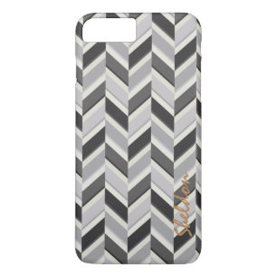Modern grey chevron geometric pattern monogram Case-Mate iPhone case