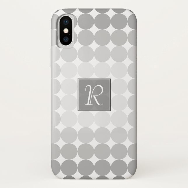 Modern Grey Circles Monogram Case-Mate iPhone Case (Back)