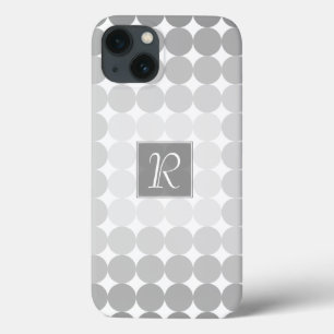 Modern Grey Circles Monogram iPhone 13 Case