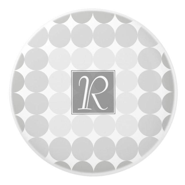 Modern Grey Circles Monogram Ceramic Knob (Front)