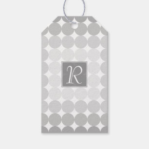 Modern Grey Circles Monogram Gift Tags