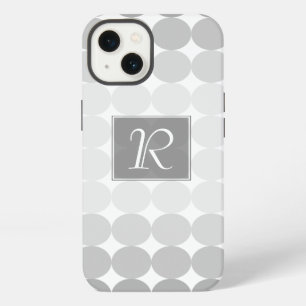 Modern Grey Circles Monogram iPhone 13 Case