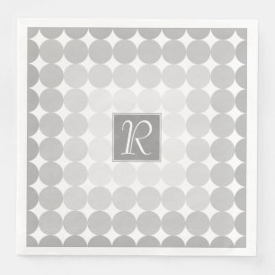 Modern Grey Circles Monogram Napkin