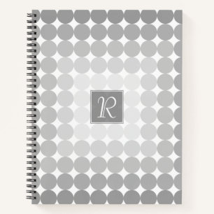 Modern Grey Circles Monogram Notebook