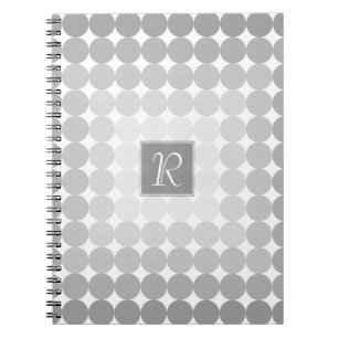 Modern Grey Circles Monogram Spiral Notebook