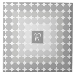 Modern Grey Circles Monogram Tile