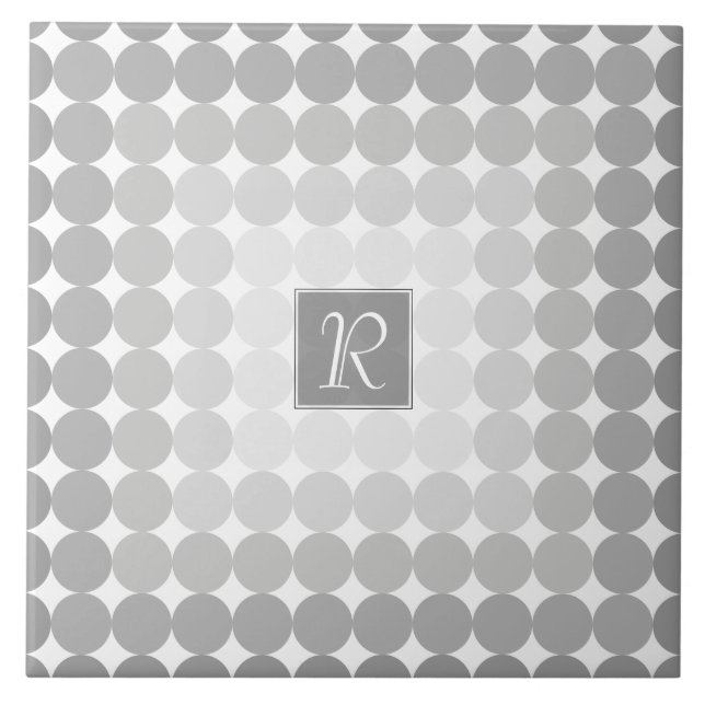Modern Grey Circles Monogram Tile (Front)