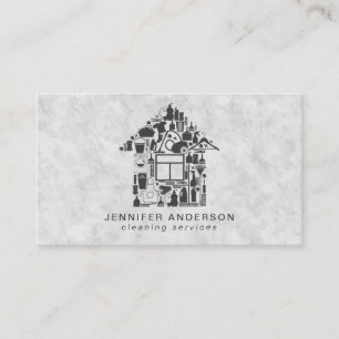 Modern Grey Cleaning Services Business Card