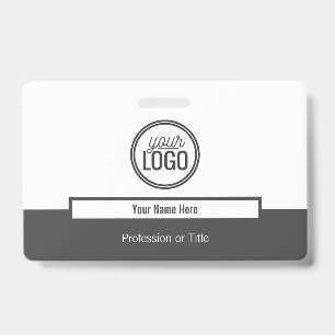 Modern Grey Colour Block Professional Name Tag ID Badge