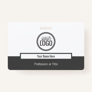 Modern Grey Colour Block Professional Name Tag ID Badge