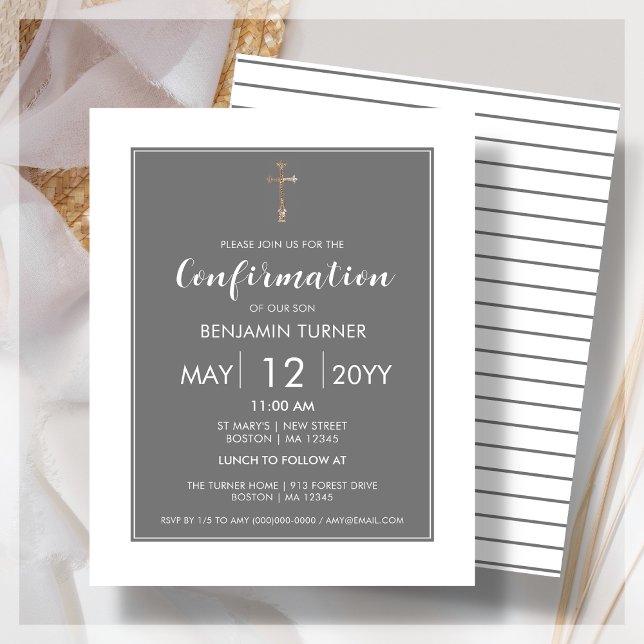 Modern Grey | Confirmation Budget Invitation (Creator Uploaded)