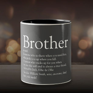 Modern Grey Cool Fun Best Brother Ever Definition Two-Tone Coffee Mug