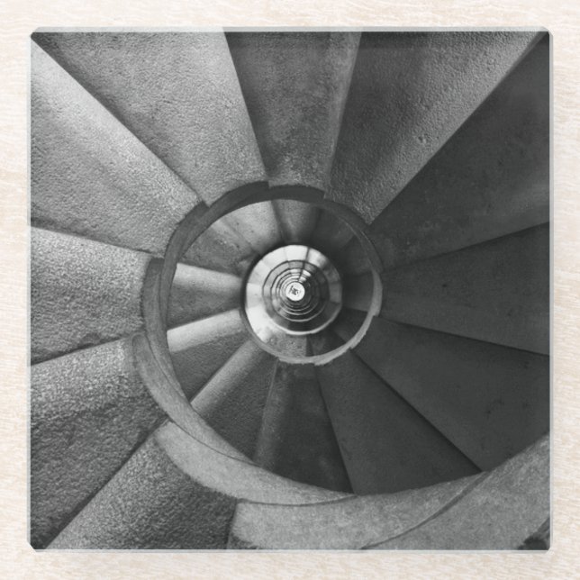 Modern Grey Curve Staircase Glass Coaster (Front)