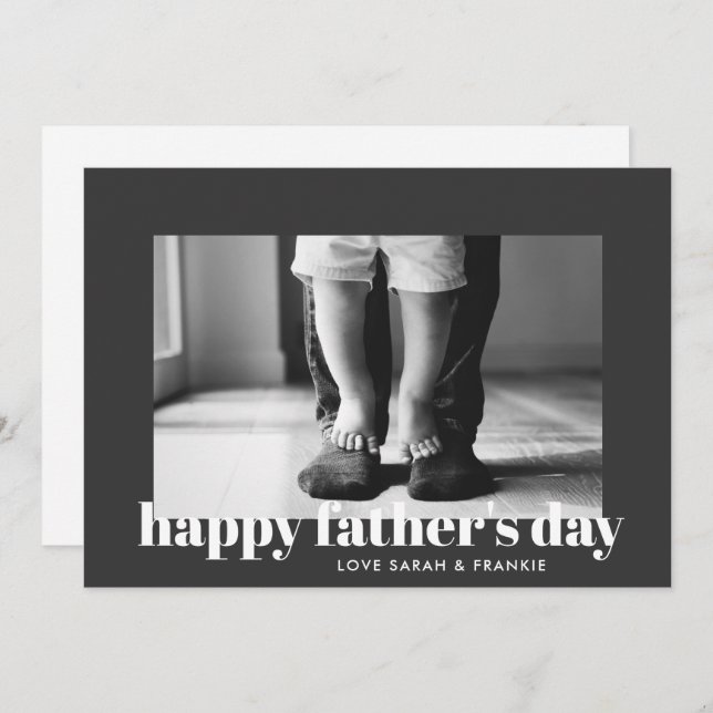 Modern Grey Custom Photo | Happy Father's Day Invitation (Front/Back)