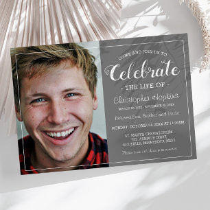 Modern Grey Custom Photo Memorial Service Invitation