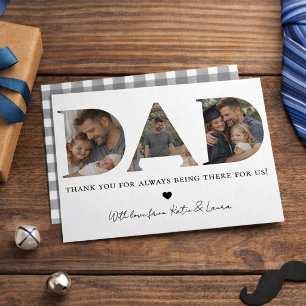 Modern Grey Dad Photo Collage Father Day Gift Holiday Card