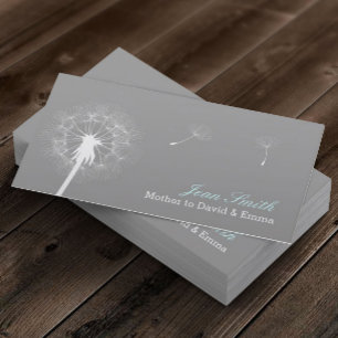 Modern Grey Dandelion Flowing Mummy Calling Card