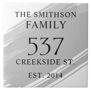 Modern Grey Date Established Address House Plaque Tile