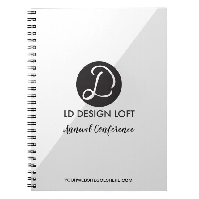 Modern Grey Diagonal Custom logo Conference Notebook (Front)