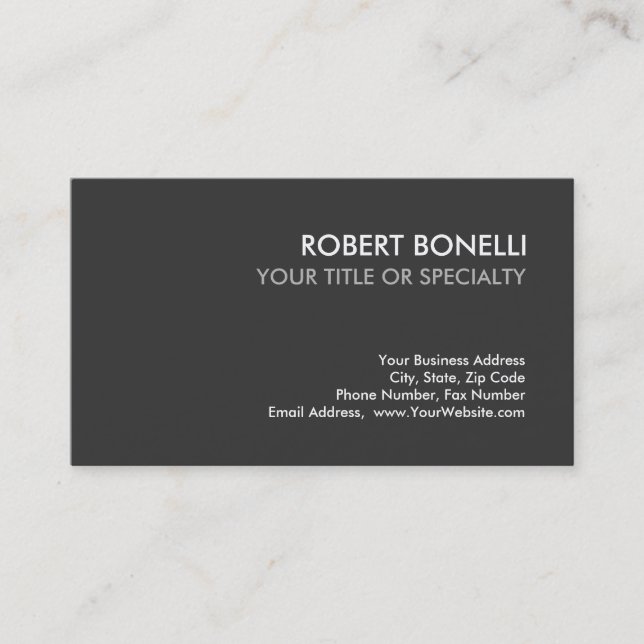 Modern Grey Elegant Plain Standard Business Card (Front)