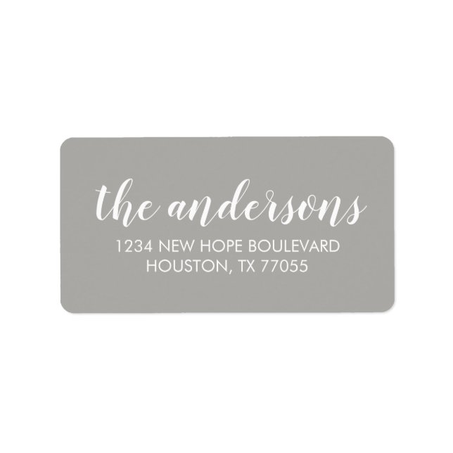 Modern Grey Family Name Return Address Label (Front)