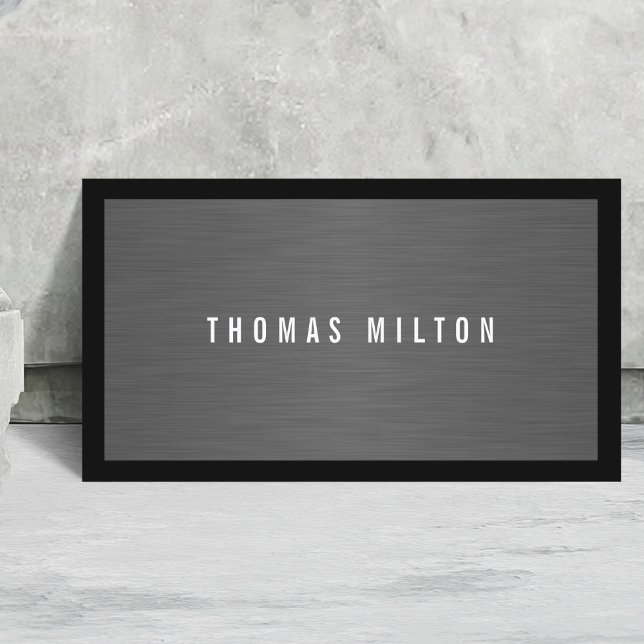 Modern Grey Faux Metal Black Consultant Business Card (Creator Uploaded)