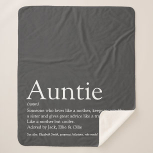 Modern Grey Fun Cool Aunt Auntie Definition Sherpa Blanket