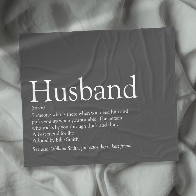 Modern Grey Fun Husband Definition Fleece Blanket (Modern Gray Fun Husband Definition Fleece Blanket)