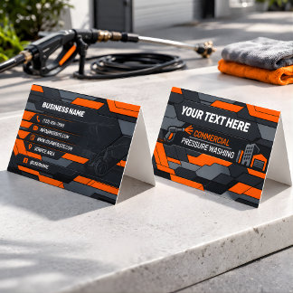 Modern Grey Geometric Power Wash Logo Design Business Card