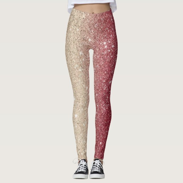 Modern Grey Glitter Sparkles Leggings (Front)