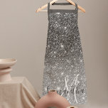 Modern Grey Glitter Sparkles Personalised Name Apron<br><div class="desc">Modern Grey Glitter Sparkles Personalised Name</div>
