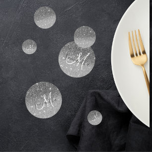 Modern Grey Glitter Sparkles Personalised Name Confetti