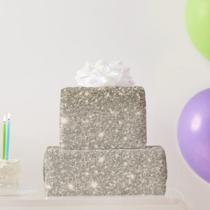 Modern Grey Glitter Sparkles Personalised Name Wrapping Paper