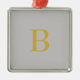 Modern Grey Gold Colour Monogram Add Name Initial Metal Tree Decoration