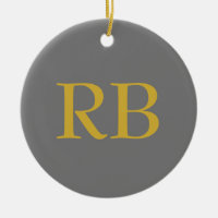 Modern Grey Gold Colour Monogram Add Name Initials