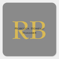 Modern Grey Gold Colour Monogram Add Name Initials