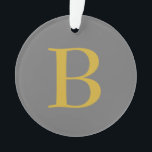 Modern Grey Gold Colour Monogram Name Initial Ornament<br><div class="desc">You Can Easily Change the Fonts,  Background Image and Colour,  Letter Characters.</div>