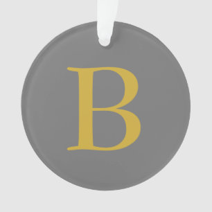 Modern Grey Gold Colour Monogram Name Initial Ornament