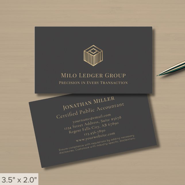 Modern Grey Gold Logo Business Card (Creator Uploaded)