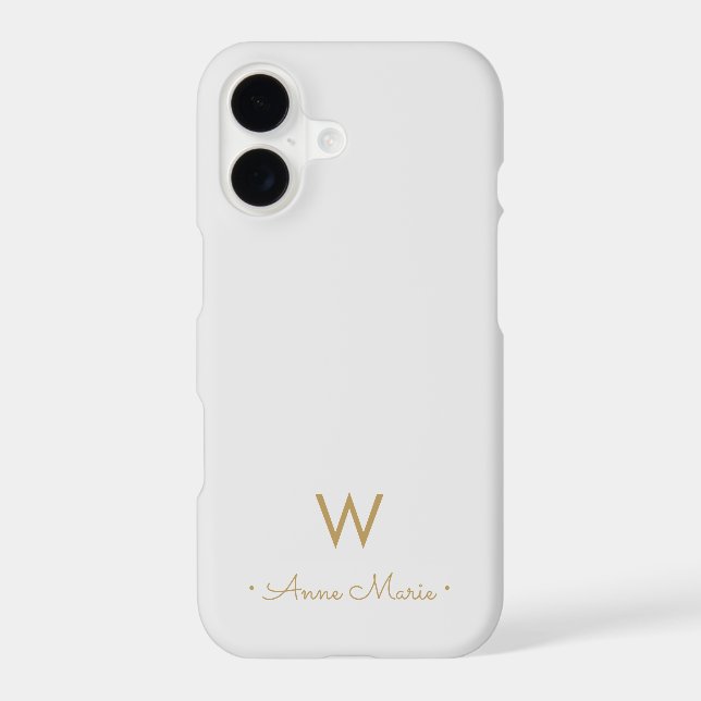 Modern Grey Gold Script Monogram (Back)