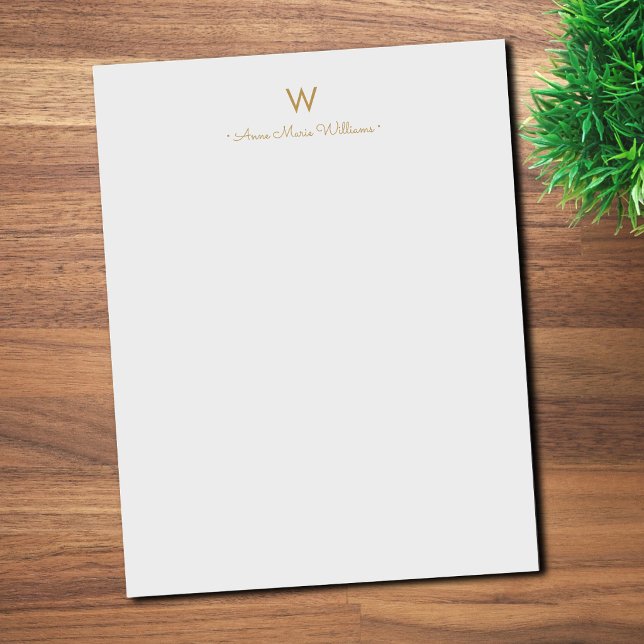 Modern Grey Gold Script Monogram Custom Letterhead (Creator Uploaded)