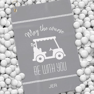 Modern Grey Golf Cart Monogrammed Golfer Cute Golf Towel